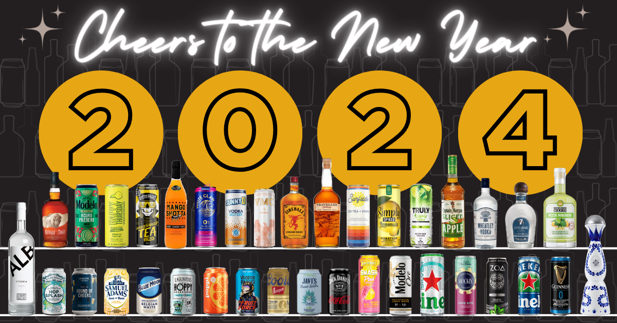 Lineup of various beverage alcohol brands