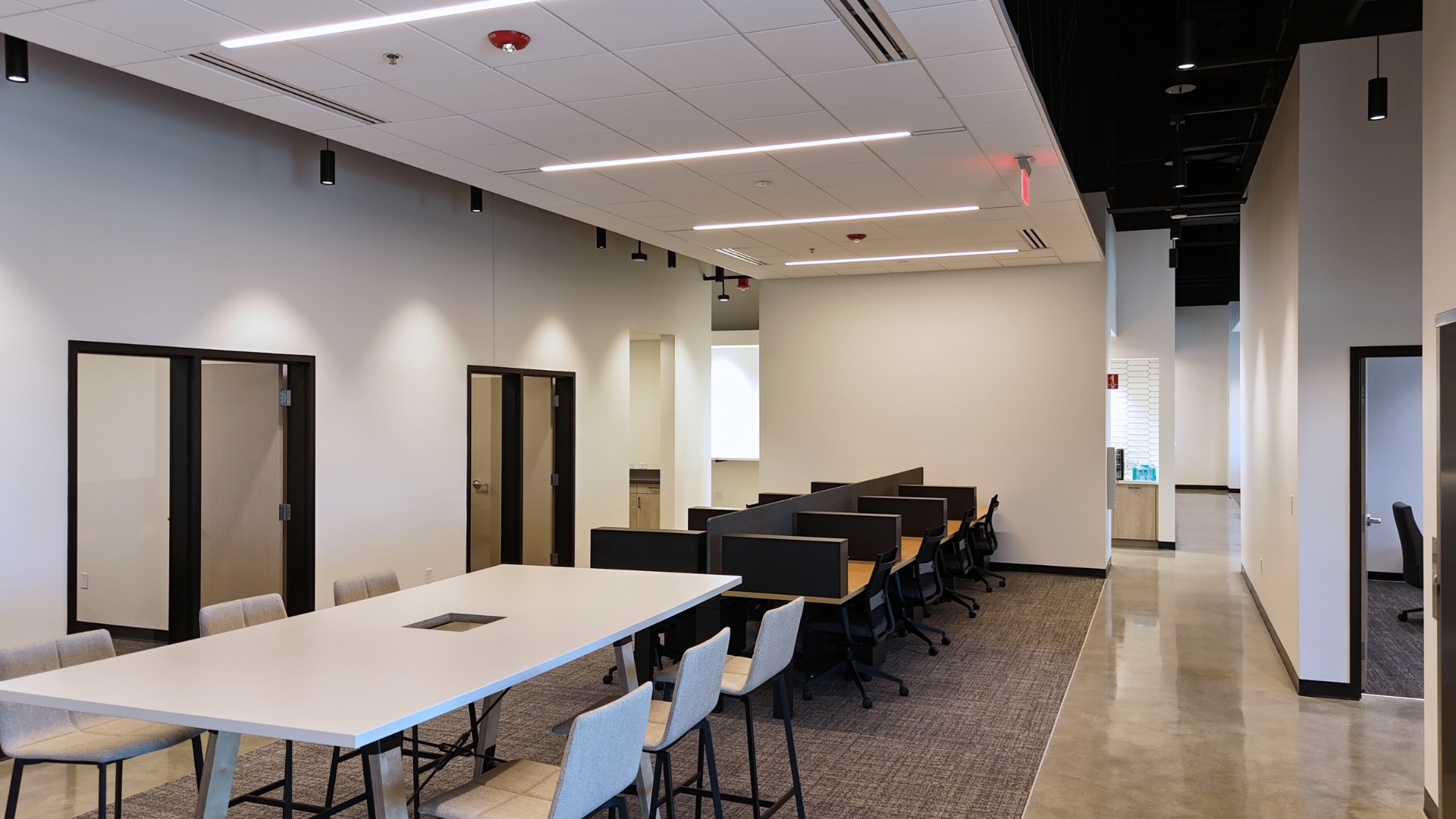 office interior new building with desks and chairs