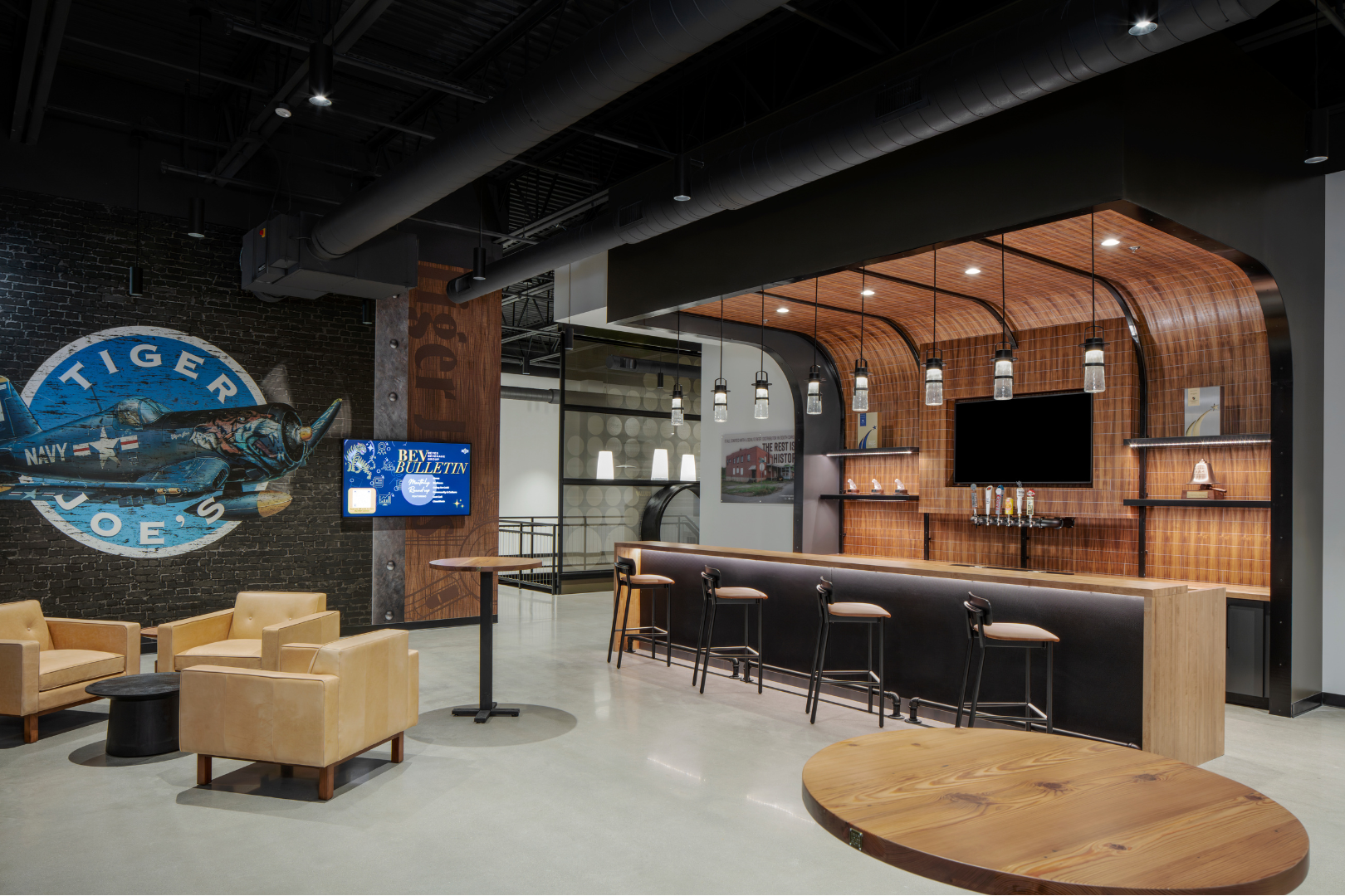 interior building upstairs bar and seating area